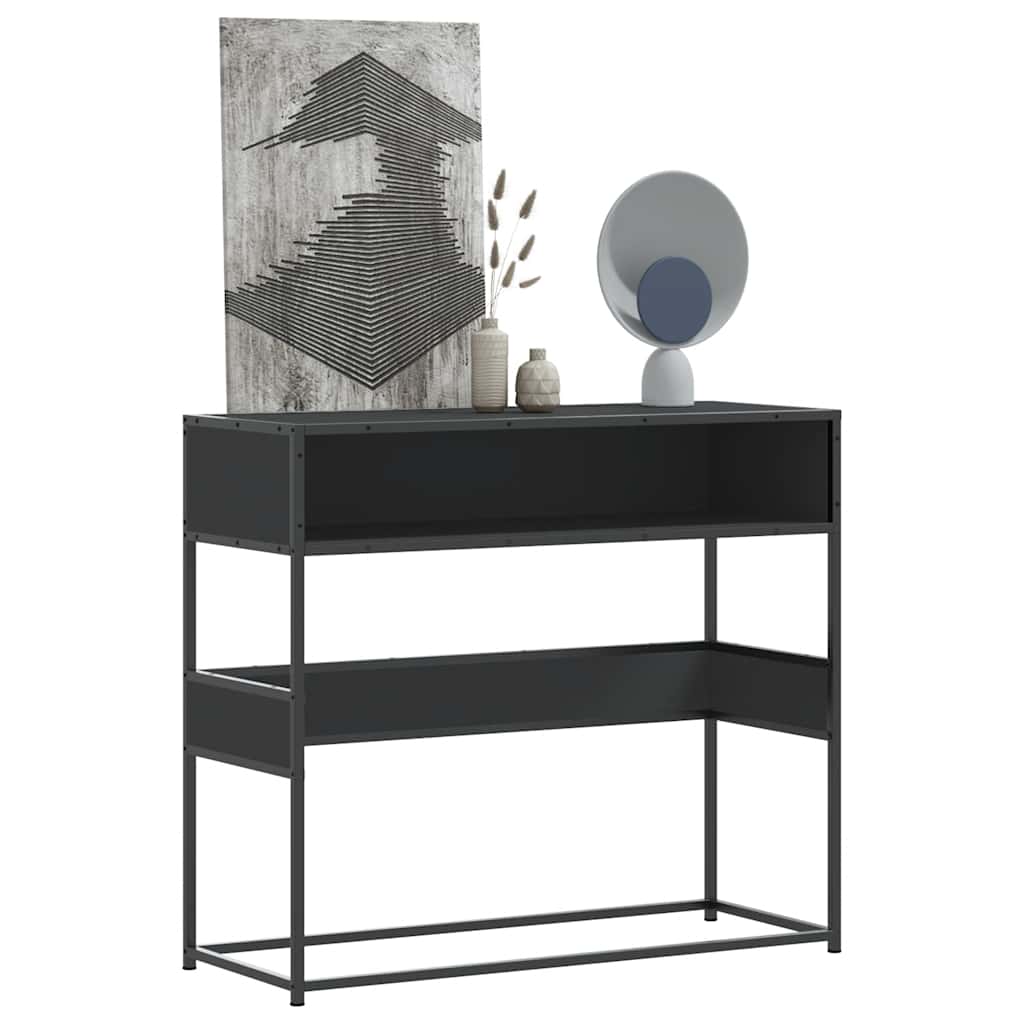 Wandtafel 90x35x80 cm bewerkt hout zwart is nu te koop bij PeponiXL, paradijselijk wonen!