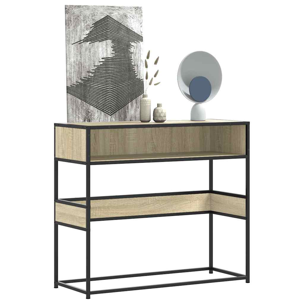 Wandtafel 90x35x80 cm bewerkt hout sonoma eikenkleurig is nu te koop bij PeponiXL, paradijselijk wonen!