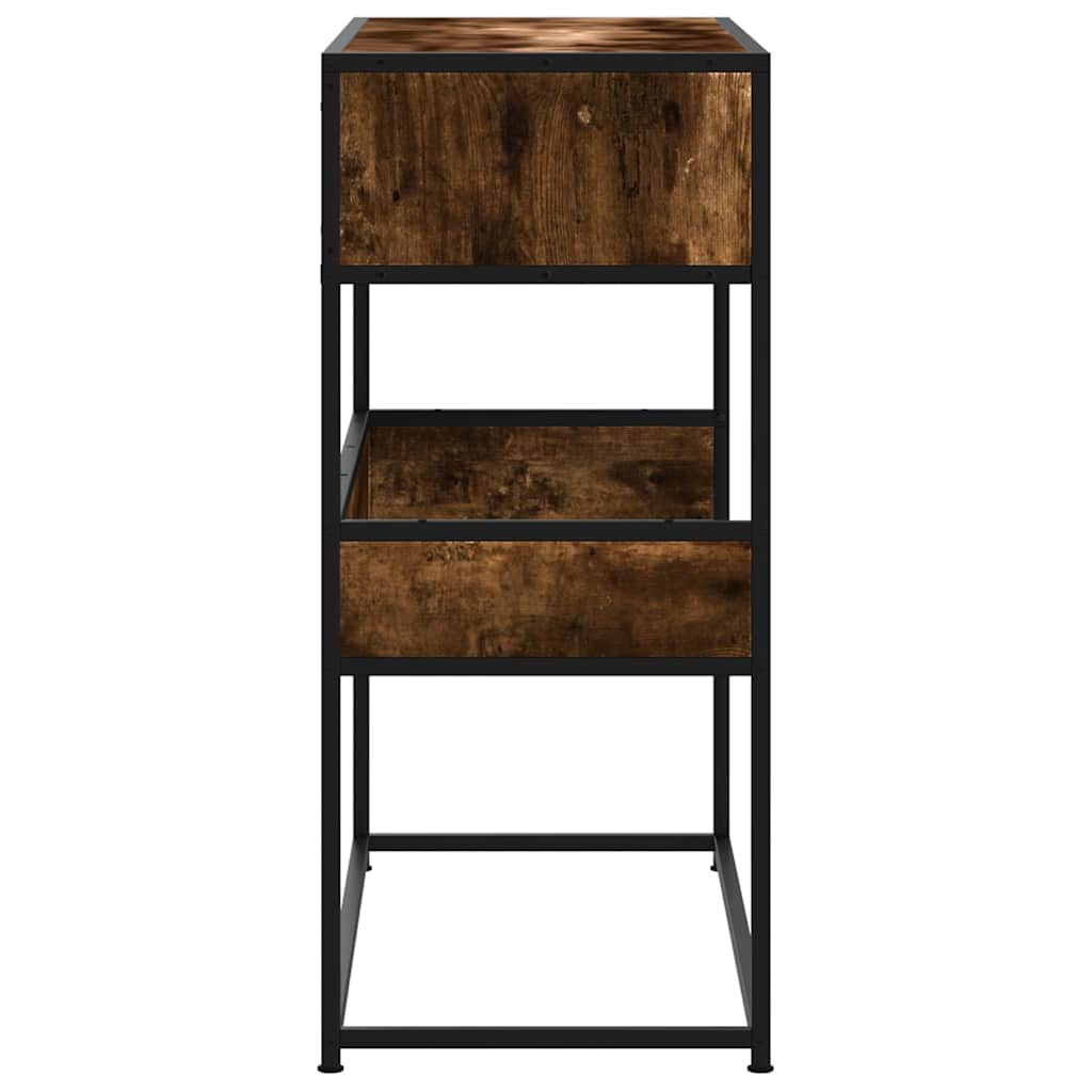 Wandtafel 90x35x80 cm bewerkt hout gerookt eikenkleurig is nu te koop bij PeponiXL, paradijselijk wonen!