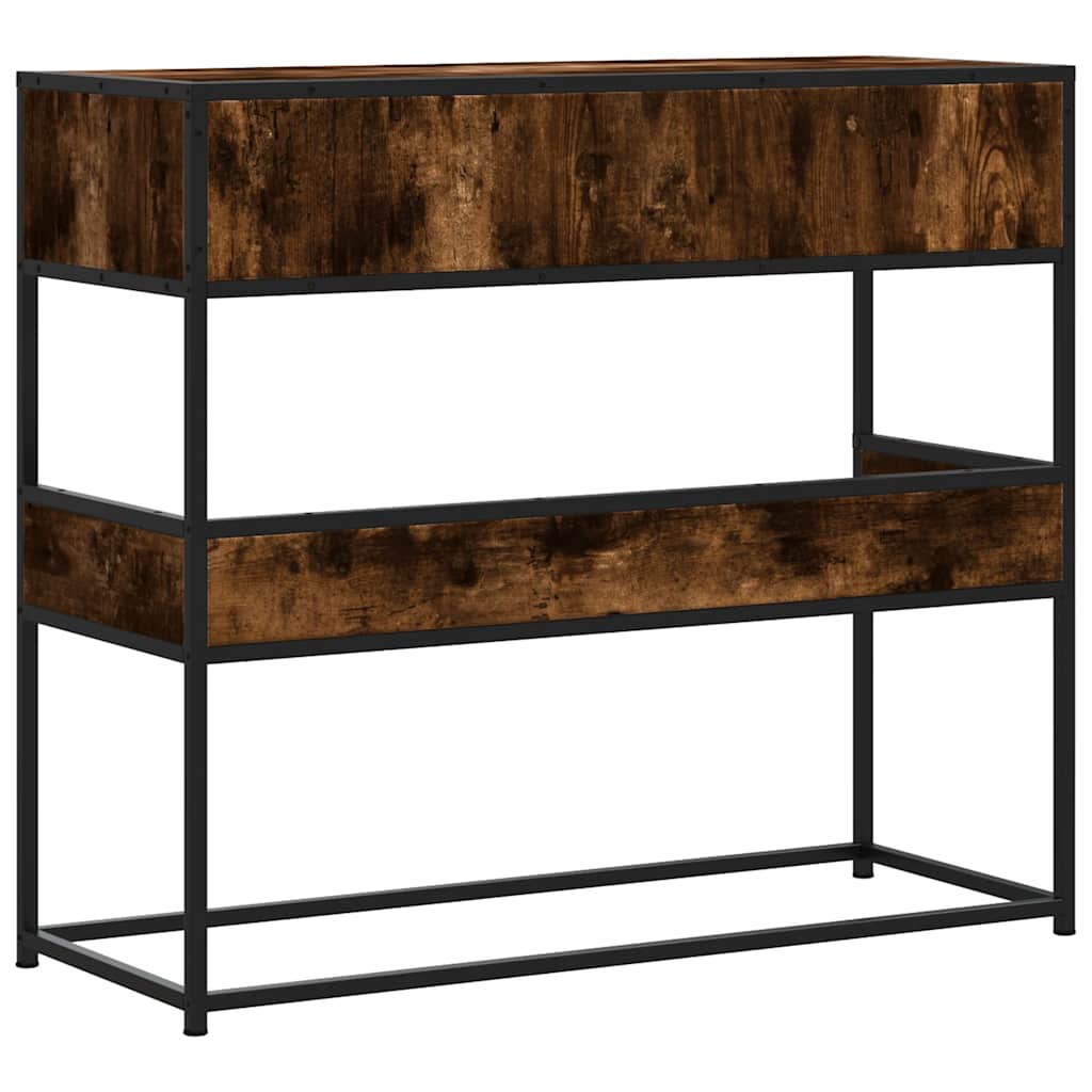Wandtafel 90x35x80 cm bewerkt hout gerookt eikenkleurig is nu te koop bij PeponiXL, paradijselijk wonen!