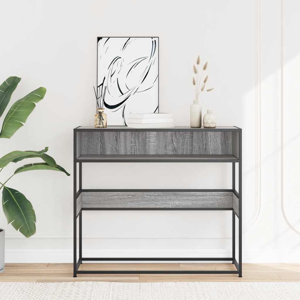 Wandtafel 90x35x80 cm bewerkt hout grijs sonoma eikenkleurig is nu te koop bij PeponiXL, paradijselijk wonen!