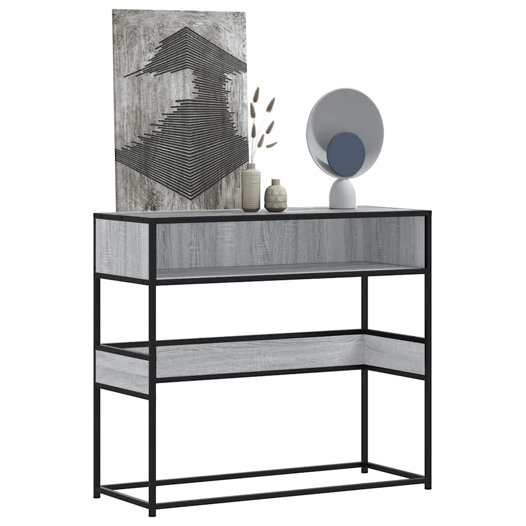Wandtafel 90x35x80 cm bewerkt hout grijs sonoma eikenkleurig is nu te koop bij PeponiXL, paradijselijk wonen!