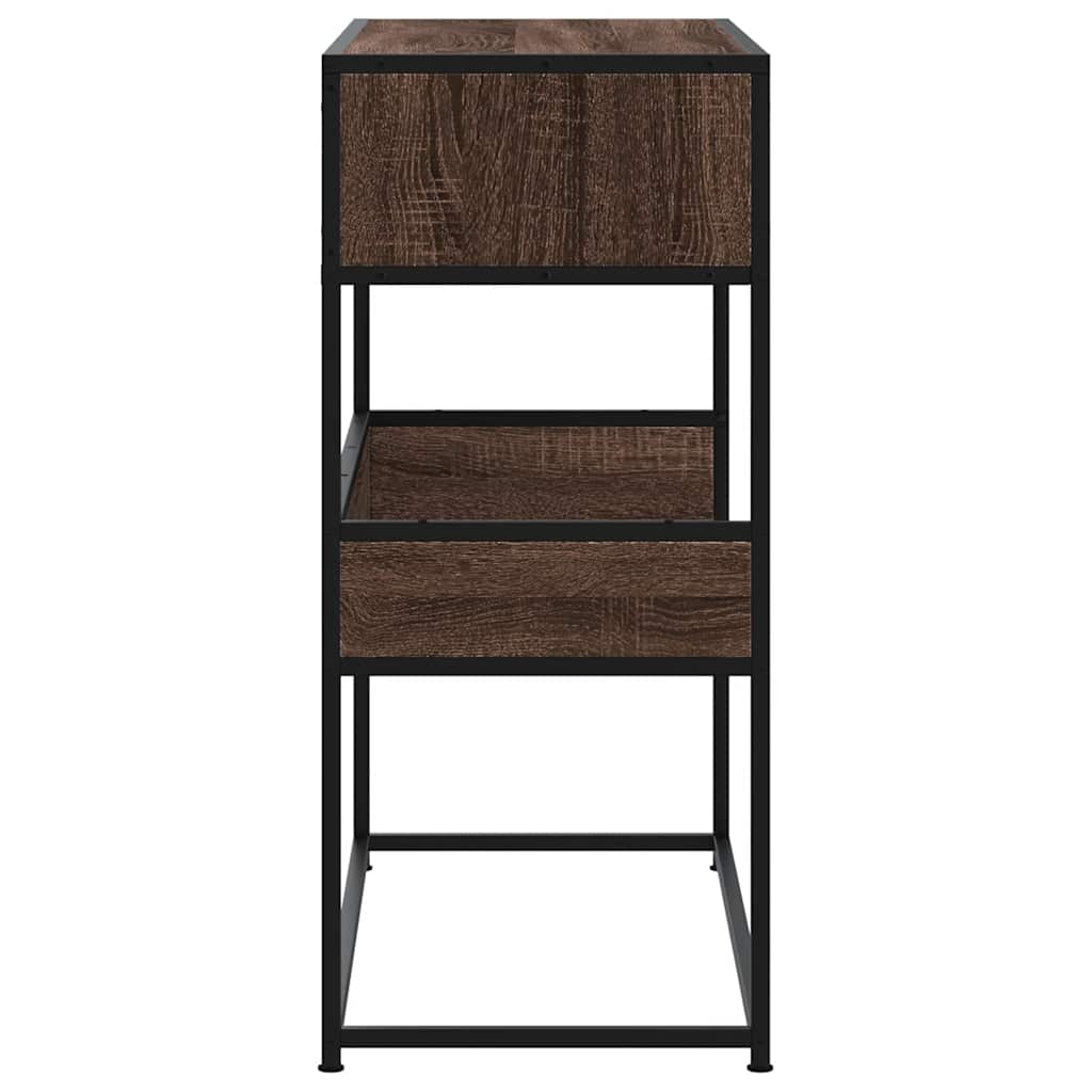 Wandtafel 90x35x80 cm bewerkt hout bruin eikenkleur is nu te koop bij PeponiXL, paradijselijk wonen!