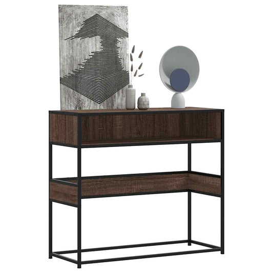 Wandtafel 90x35x80 cm bewerkt hout bruin eikenkleur is nu te koop bij PeponiXL, paradijselijk wonen!