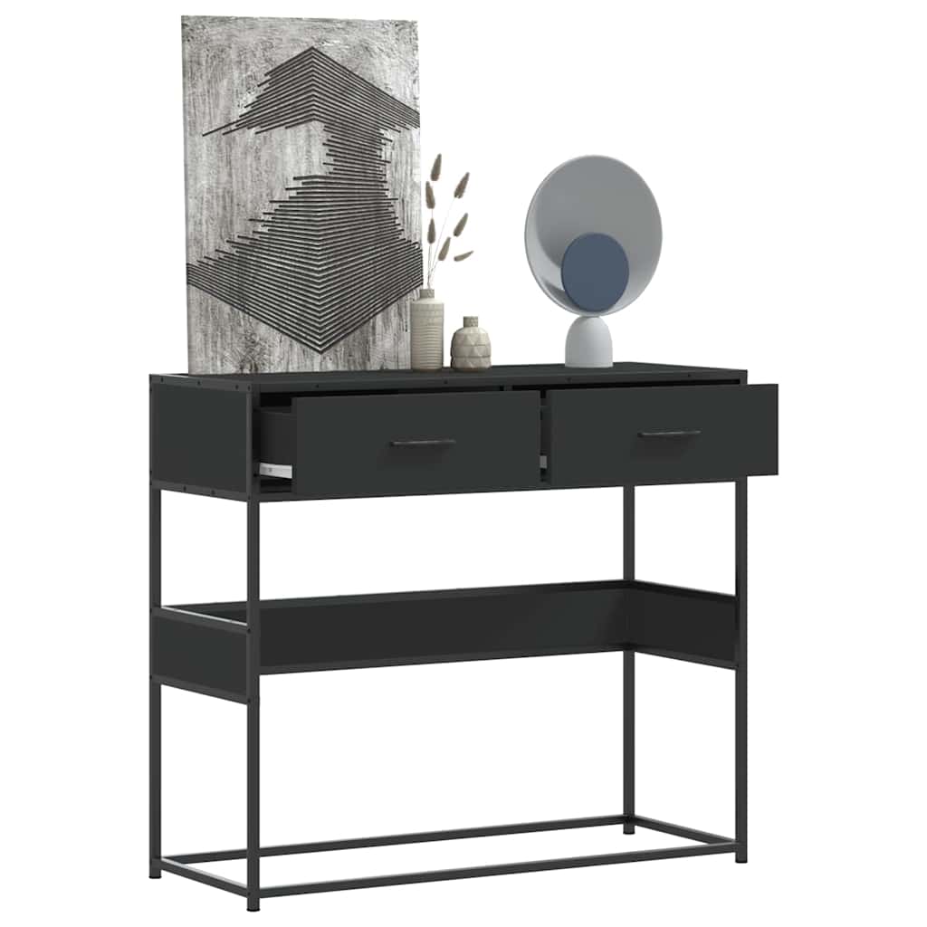 Wandtafel 90x35x80 cm bewerkt hout zwart is nu te koop bij PeponiXL, paradijselijk wonen!