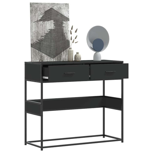 Wandtafel 90x35x80 cm bewerkt hout zwart is nu te koop bij PeponiXL, paradijselijk wonen!