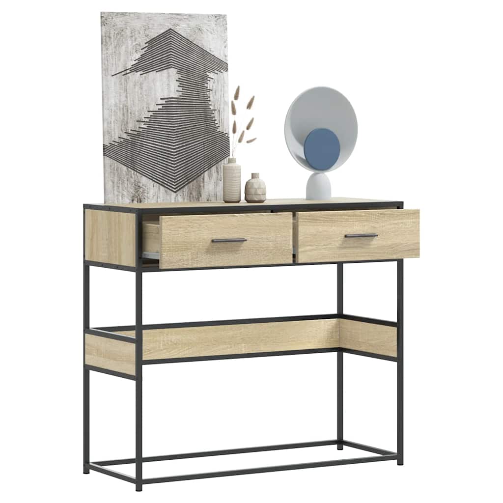 Wandtafel 90x35x80 cm bewerkt hout sonoma eikenkleurig is nu te koop bij PeponiXL, paradijselijk wonen!
