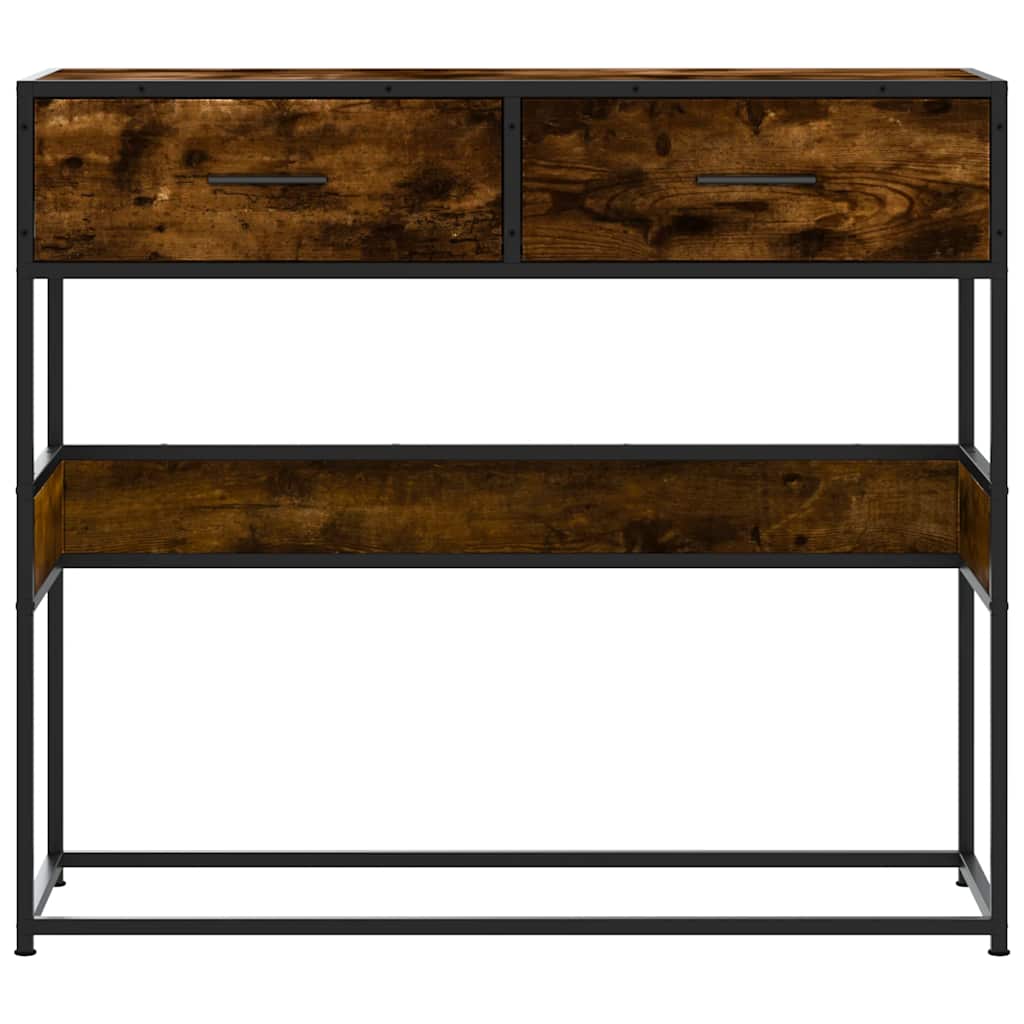 Wandtafel 90x35x80 cm bewerkt hout gerookt eikenkleurig is nu te koop bij PeponiXL, paradijselijk wonen!