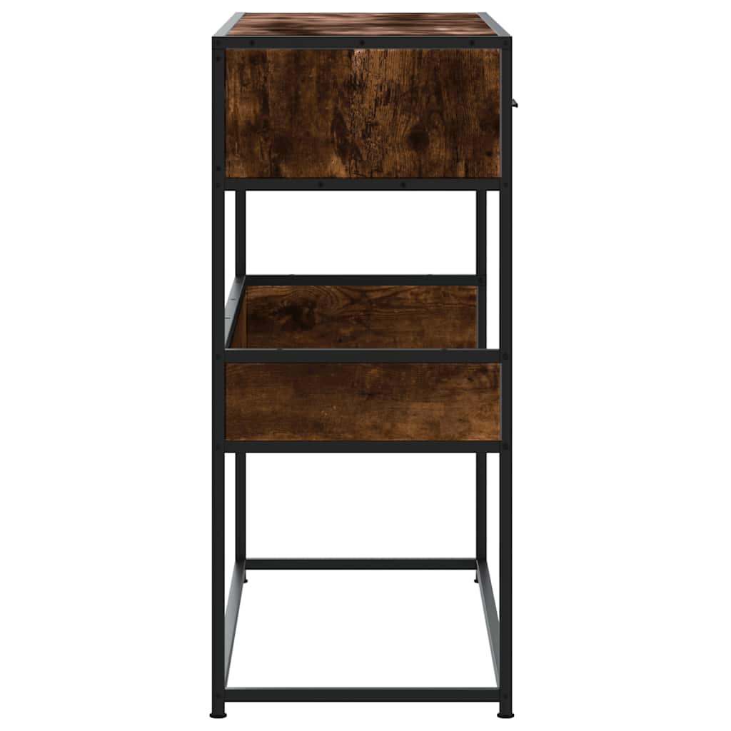 Wandtafel 90x35x80 cm bewerkt hout gerookt eikenkleurig is nu te koop bij PeponiXL, paradijselijk wonen!