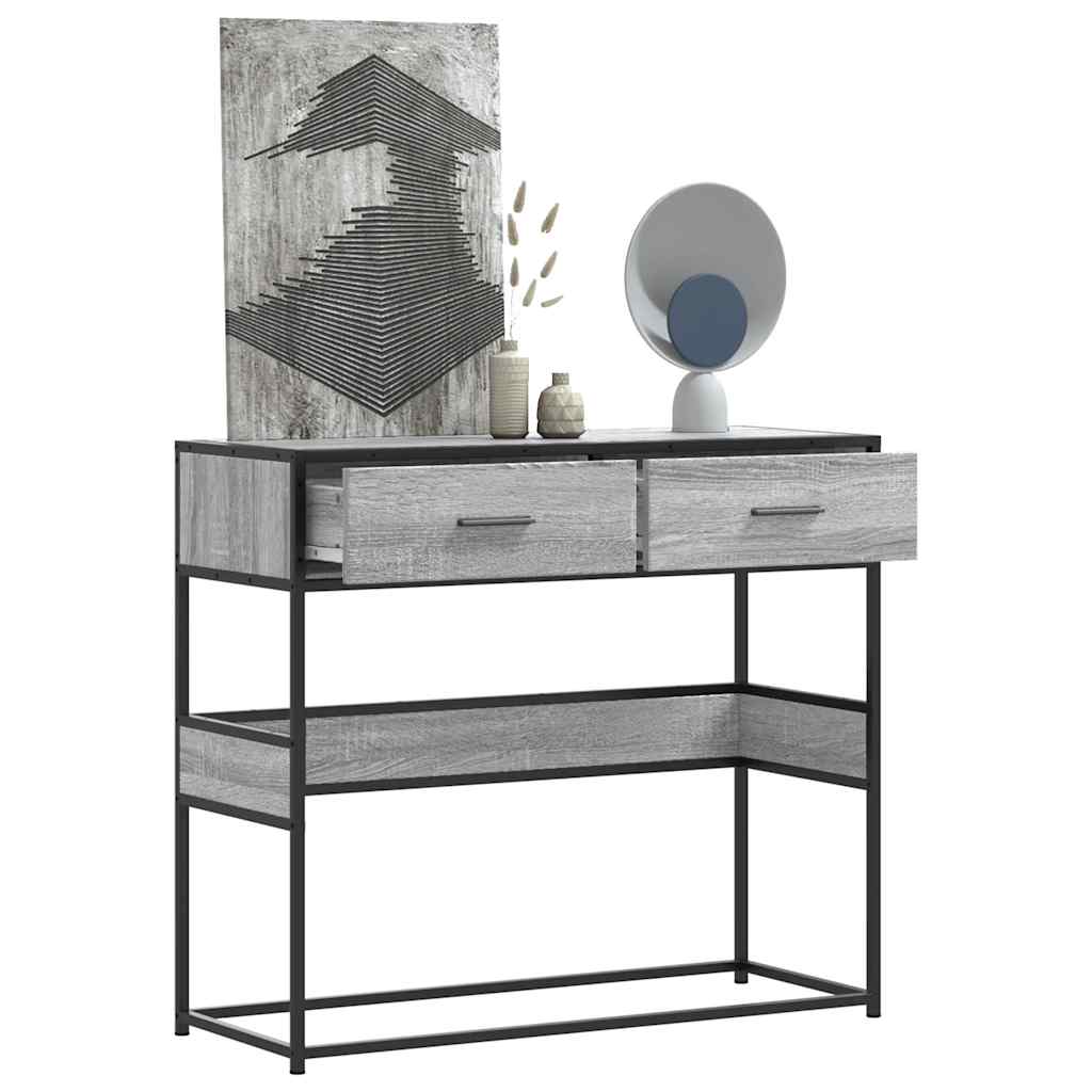 Wandtafel 90x35x80 cm bewerkt hout grijs sonoma eikenkleurig is nu te koop bij PeponiXL, paradijselijk wonen!