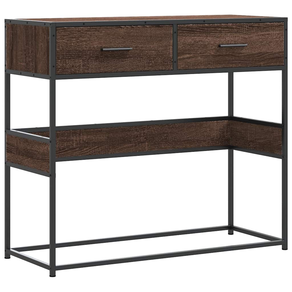 Wandtafel 90x35x80 cm bewerkt hout bruin eikenkleur is nu te koop bij PeponiXL, paradijselijk wonen!