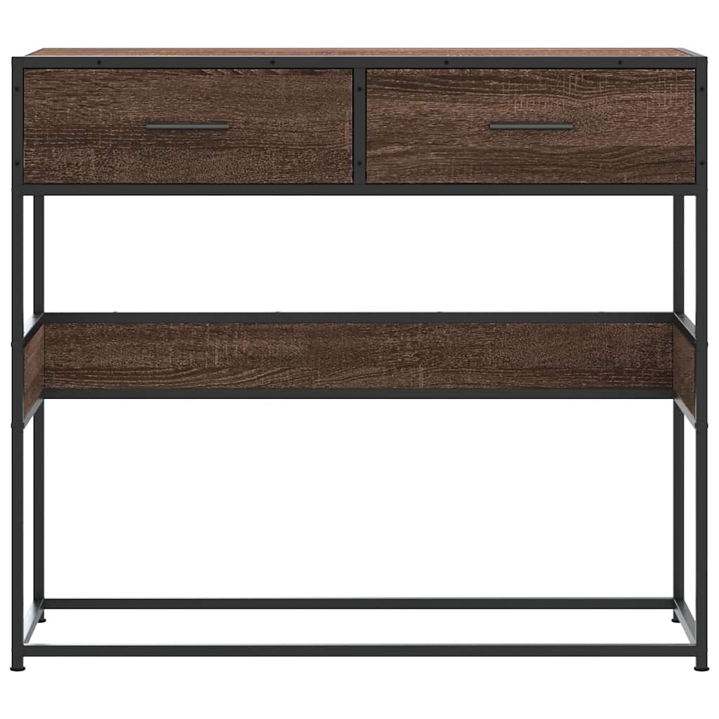 Wandtafel 90x35x80 cm bewerkt hout bruin eikenkleur is nu te koop bij PeponiXL, paradijselijk wonen!