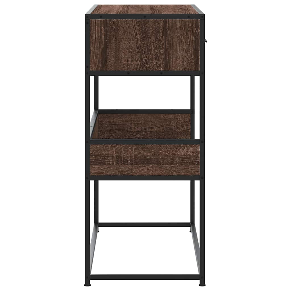 Wandtafel 90x35x80 cm bewerkt hout bruin eikenkleur is nu te koop bij PeponiXL, paradijselijk wonen!