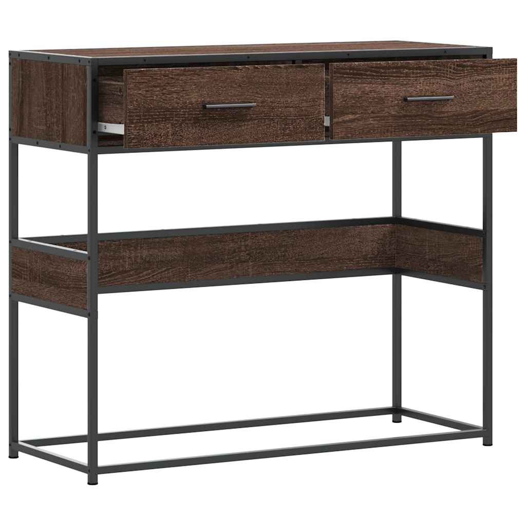 Wandtafel 90x35x80 cm bewerkt hout bruin eikenkleur is nu te koop bij PeponiXL, paradijselijk wonen!