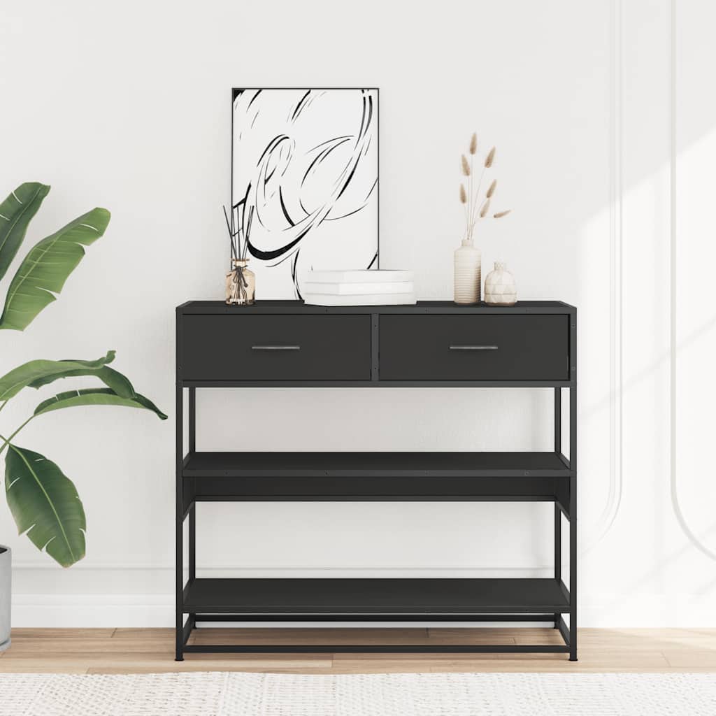 Wandtafel 90x35x80 cm bewerkt hout zwart is nu te koop bij PeponiXL, paradijselijk wonen!