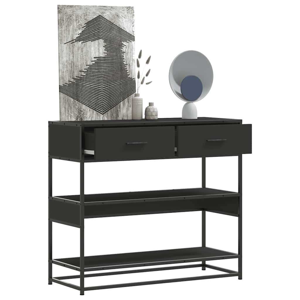 Wandtafel 90x35x80 cm bewerkt hout zwart is nu te koop bij PeponiXL, paradijselijk wonen!