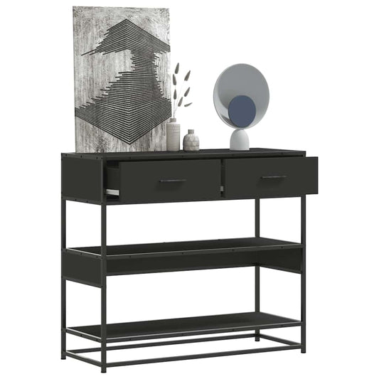Wandtafel 90x35x80 cm bewerkt hout zwart is nu te koop bij PeponiXL, paradijselijk wonen!