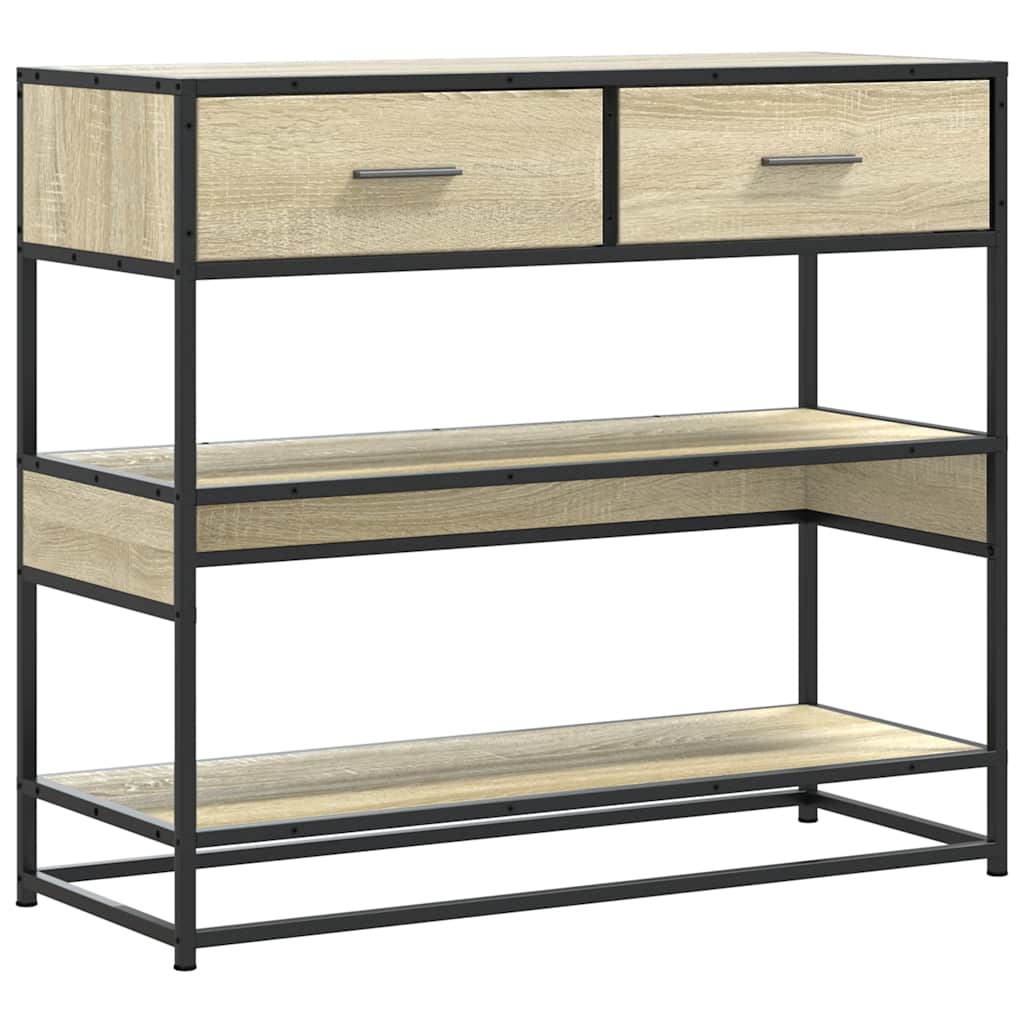 Wandtafel 90x35x80 cm bewerkt hout sonoma eikenkleurig is nu te koop bij PeponiXL, paradijselijk wonen!