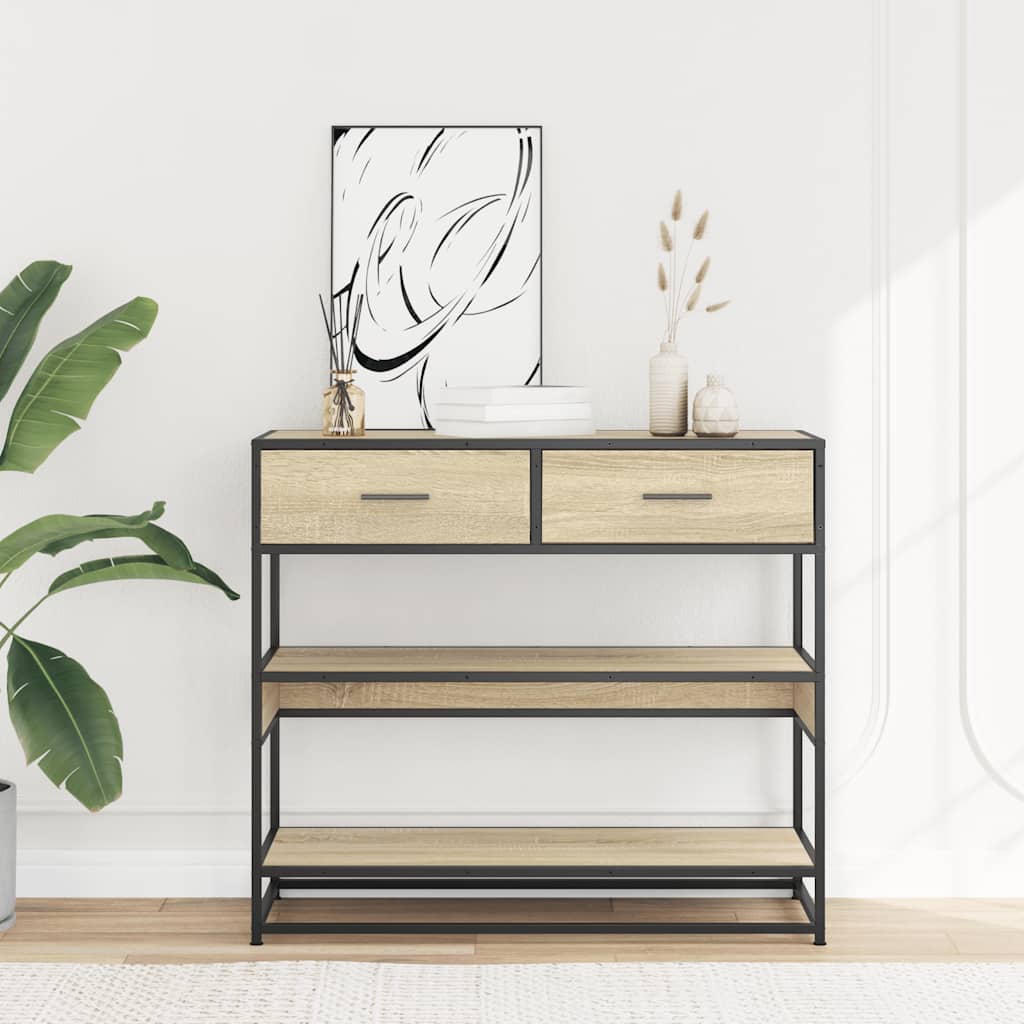 Wandtafel 90x35x80 cm bewerkt hout sonoma eikenkleurig is nu te koop bij PeponiXL, paradijselijk wonen!