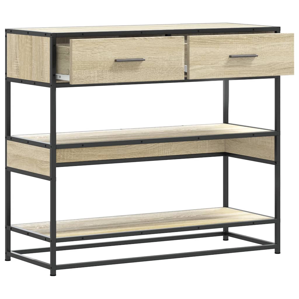 Wandtafel 90x35x80 cm bewerkt hout sonoma eikenkleurig is nu te koop bij PeponiXL, paradijselijk wonen!