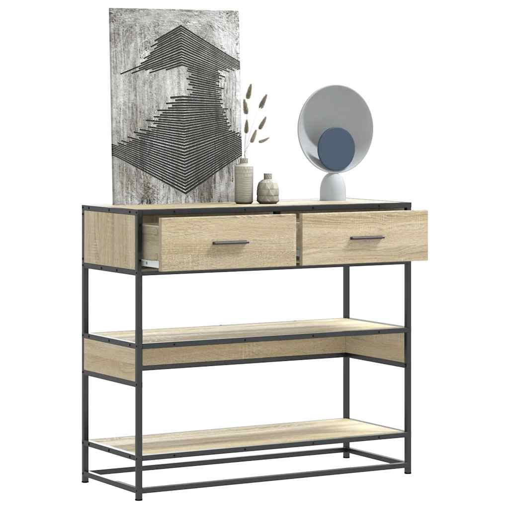 Wandtafel 90x35x80 cm bewerkt hout sonoma eikenkleurig is nu te koop bij PeponiXL, paradijselijk wonen!