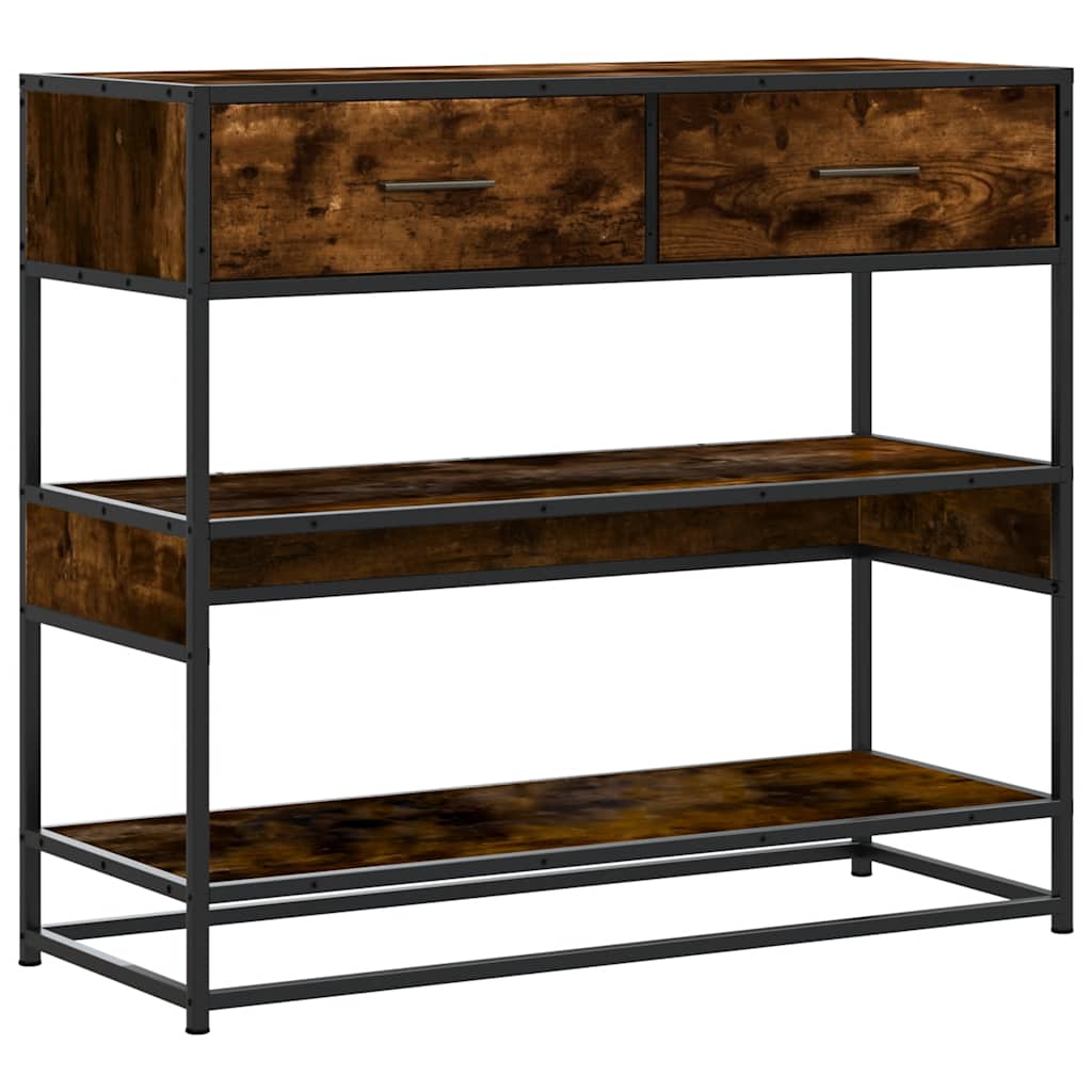 Wandtafel 90x35x80 cm bewerkt hout gerookt eikenkleurig is nu te koop bij PeponiXL, paradijselijk wonen!