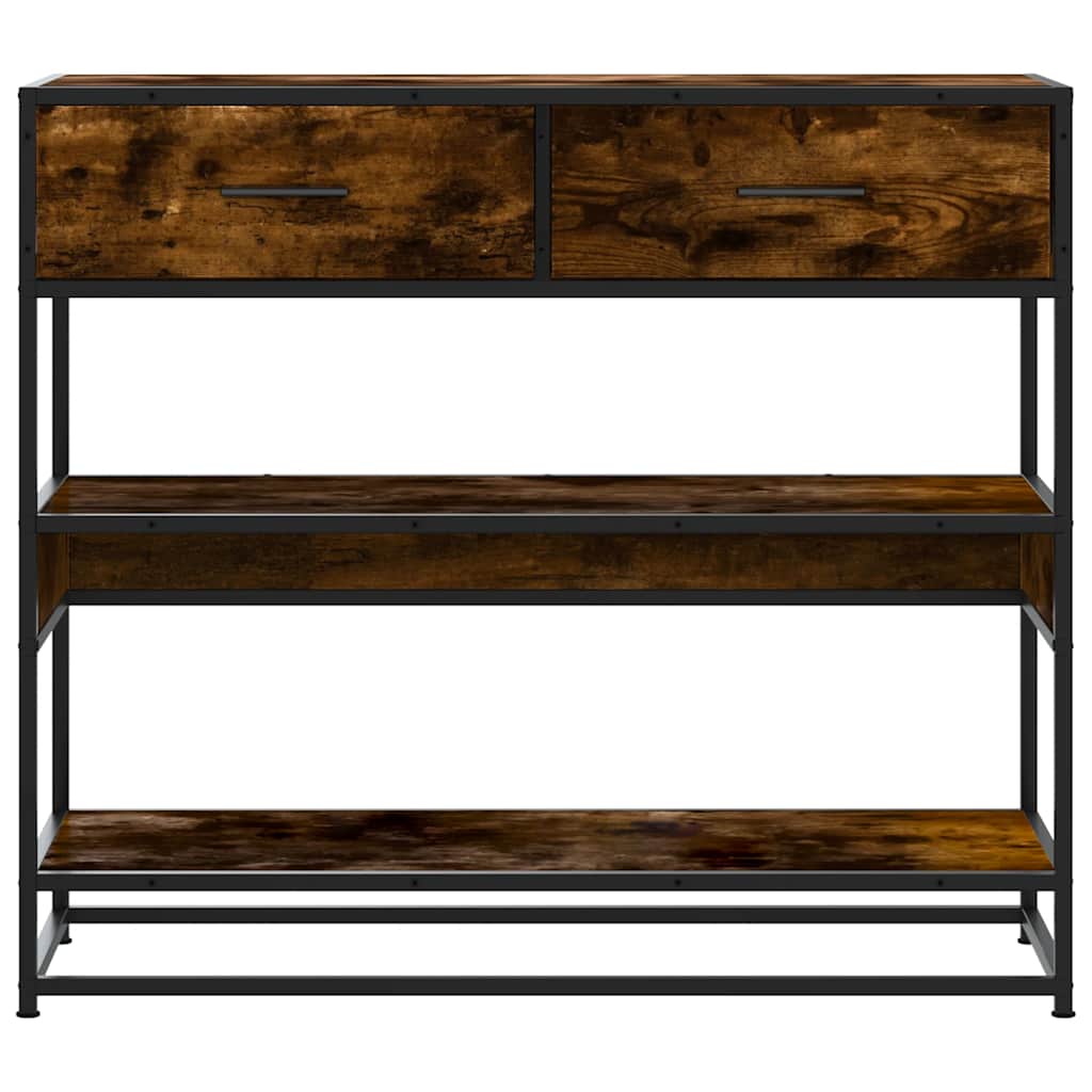 Wandtafel 90x35x80 cm bewerkt hout gerookt eikenkleurig is nu te koop bij PeponiXL, paradijselijk wonen!