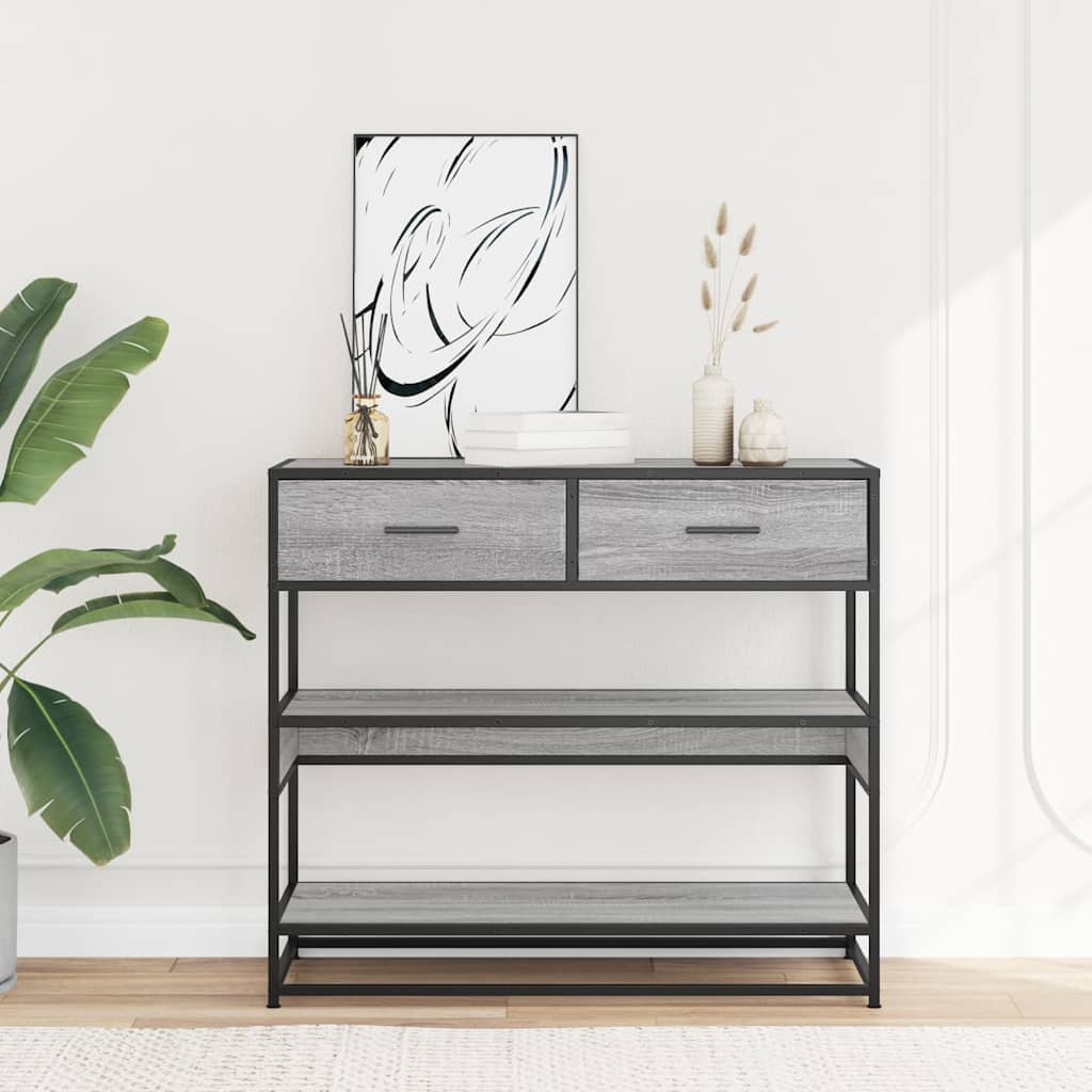 Wandtafel 90x35x80 cm bewerkt hout grijs sonoma eikenkleurig is nu te koop bij PeponiXL, paradijselijk wonen!