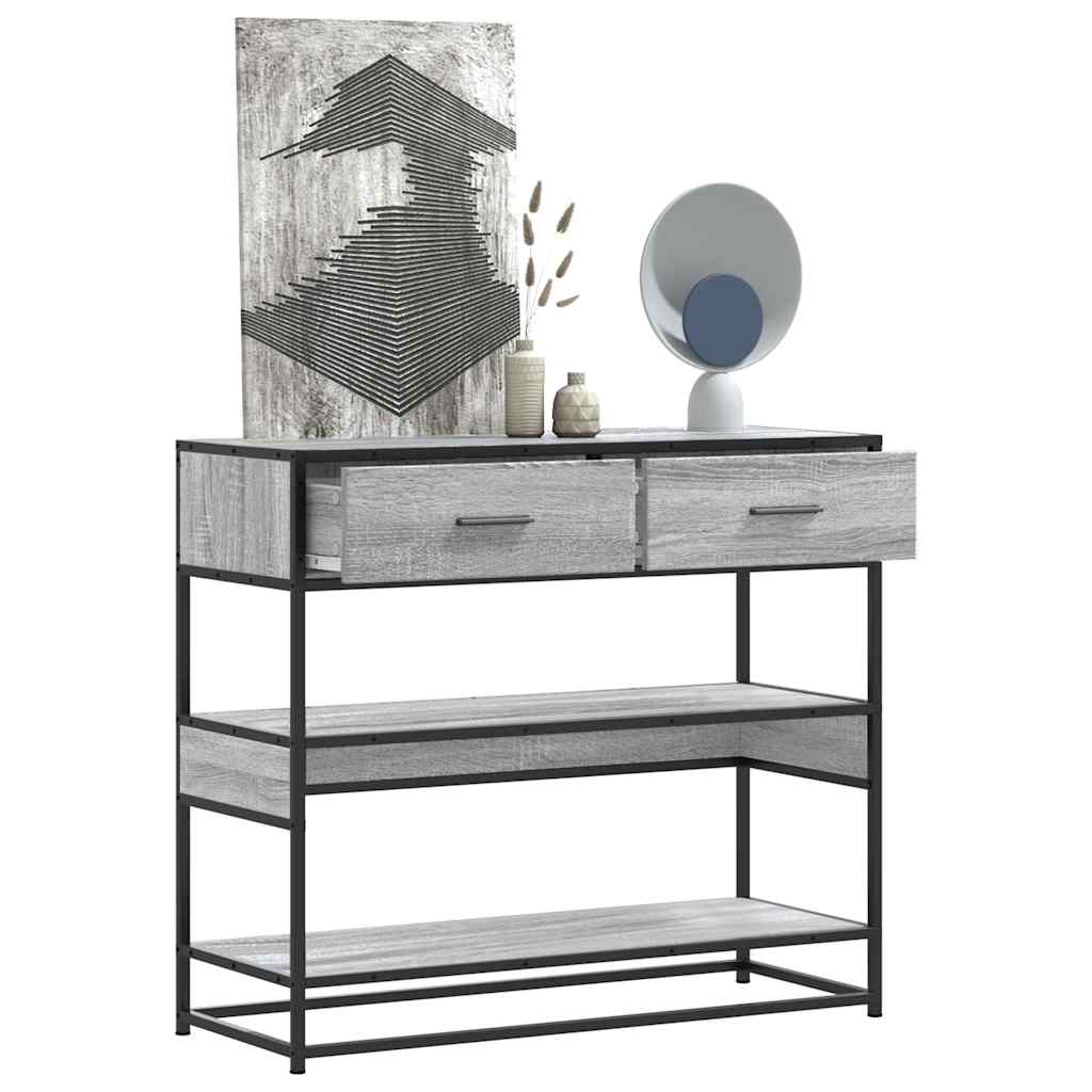 Wandtafel 90x35x80 cm bewerkt hout grijs sonoma eikenkleurig is nu te koop bij PeponiXL, paradijselijk wonen!