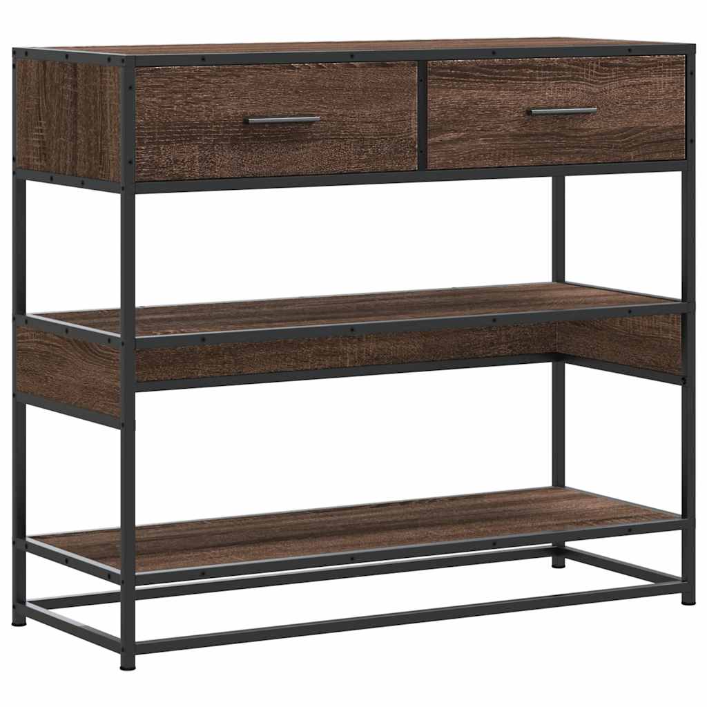 Wandtafel 90x35x80 cm bewerkt hout bruin eikenkleur is nu te koop bij PeponiXL, paradijselijk wonen!