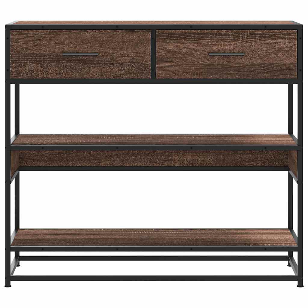 Wandtafel 90x35x80 cm bewerkt hout bruin eikenkleur is nu te koop bij PeponiXL, paradijselijk wonen!