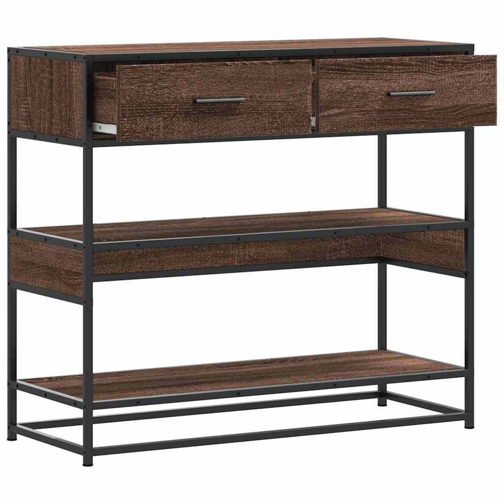 Wandtafel 90x35x80 cm bewerkt hout bruin eikenkleur is nu te koop bij PeponiXL, paradijselijk wonen!