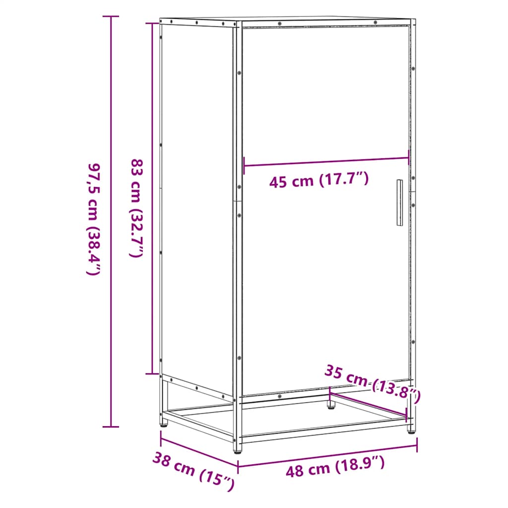 Schoenenrek 48x38x97,5 cm bewerkt hout gerookt eikenkleurig is nu te koop bij PeponiXL, paradijselijk wonen!
