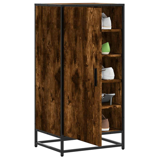 Schoenenrek 48x38x97,5 cm bewerkt hout gerookt eikenkleurig is nu te koop bij PeponiXL, paradijselijk wonen!