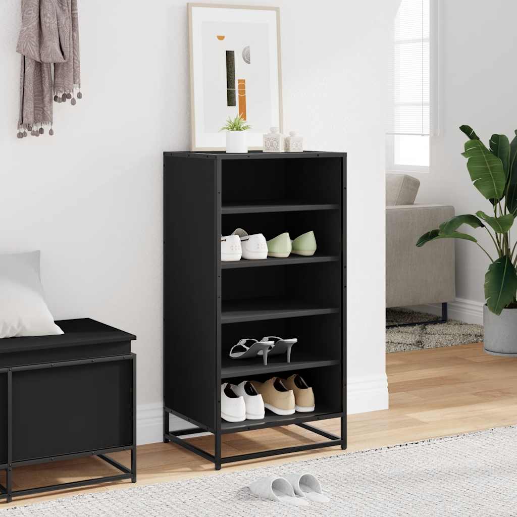 Schoenenrek 48x38x97,5 cm bewerkt hout zwart is nu te koop bij PeponiXL, paradijselijk wonen!