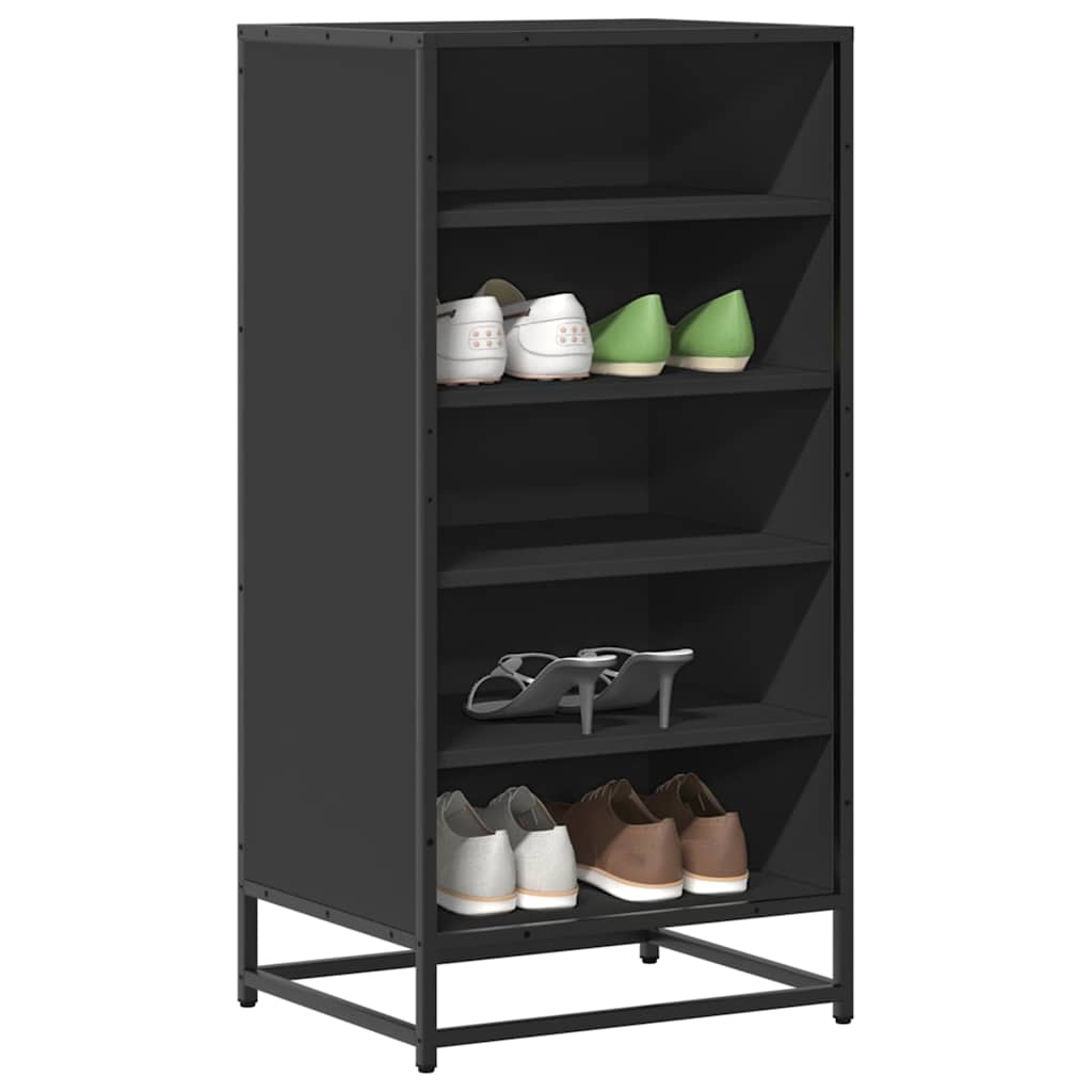 Schoenenrek 48x38x97,5 cm bewerkt hout zwart is nu te koop bij PeponiXL, paradijselijk wonen!