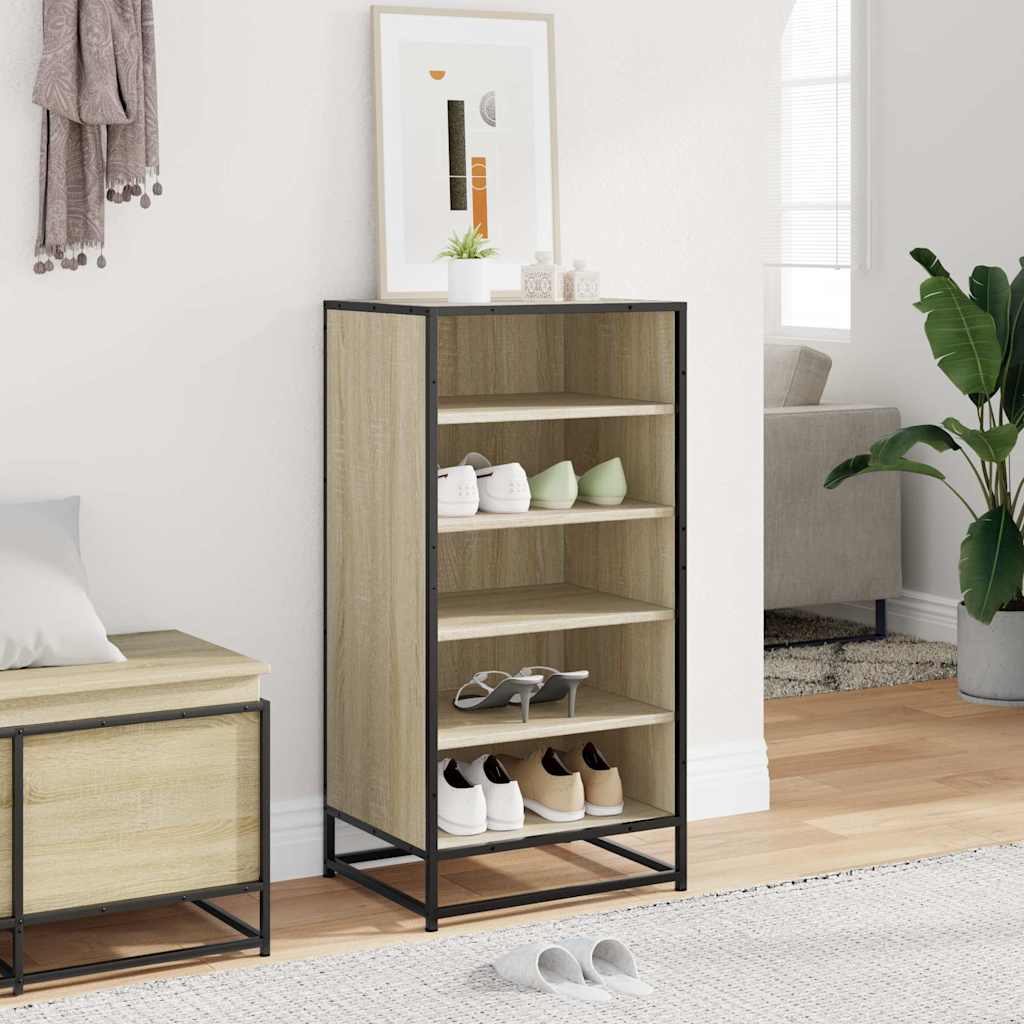 Schoenenrek 48x38x97,5 cm bewerkt hout sonoma eikenkleurig is nu te koop bij PeponiXL, paradijselijk wonen!