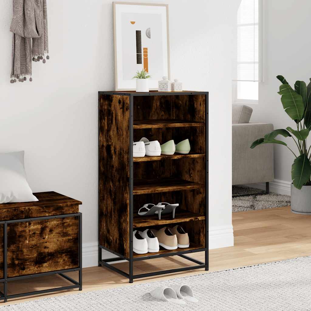 Schoenenrek 48x38x97,5 cm bewerkt hout gerookt eikenkleurig is nu te koop bij PeponiXL, paradijselijk wonen!