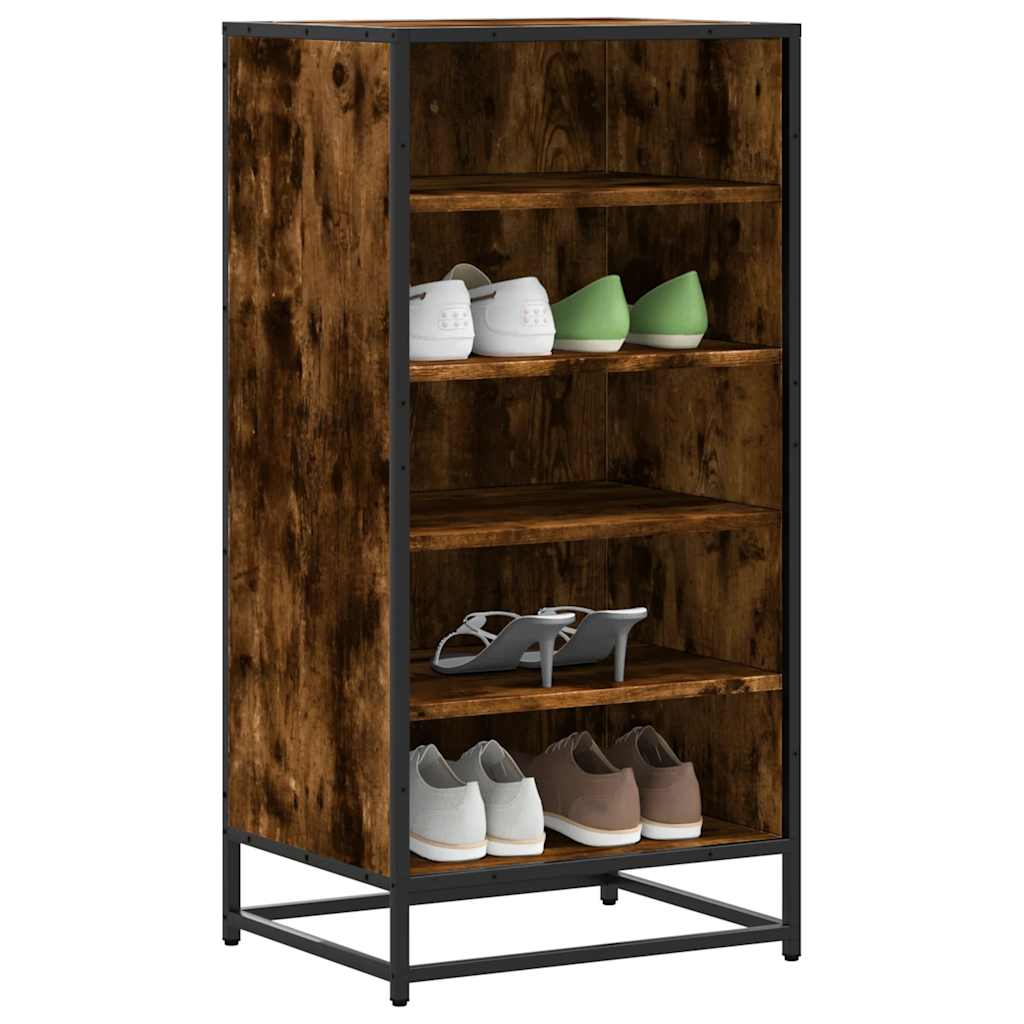 Schoenenrek 48x38x97,5 cm bewerkt hout gerookt eikenkleurig is nu te koop bij PeponiXL, paradijselijk wonen!