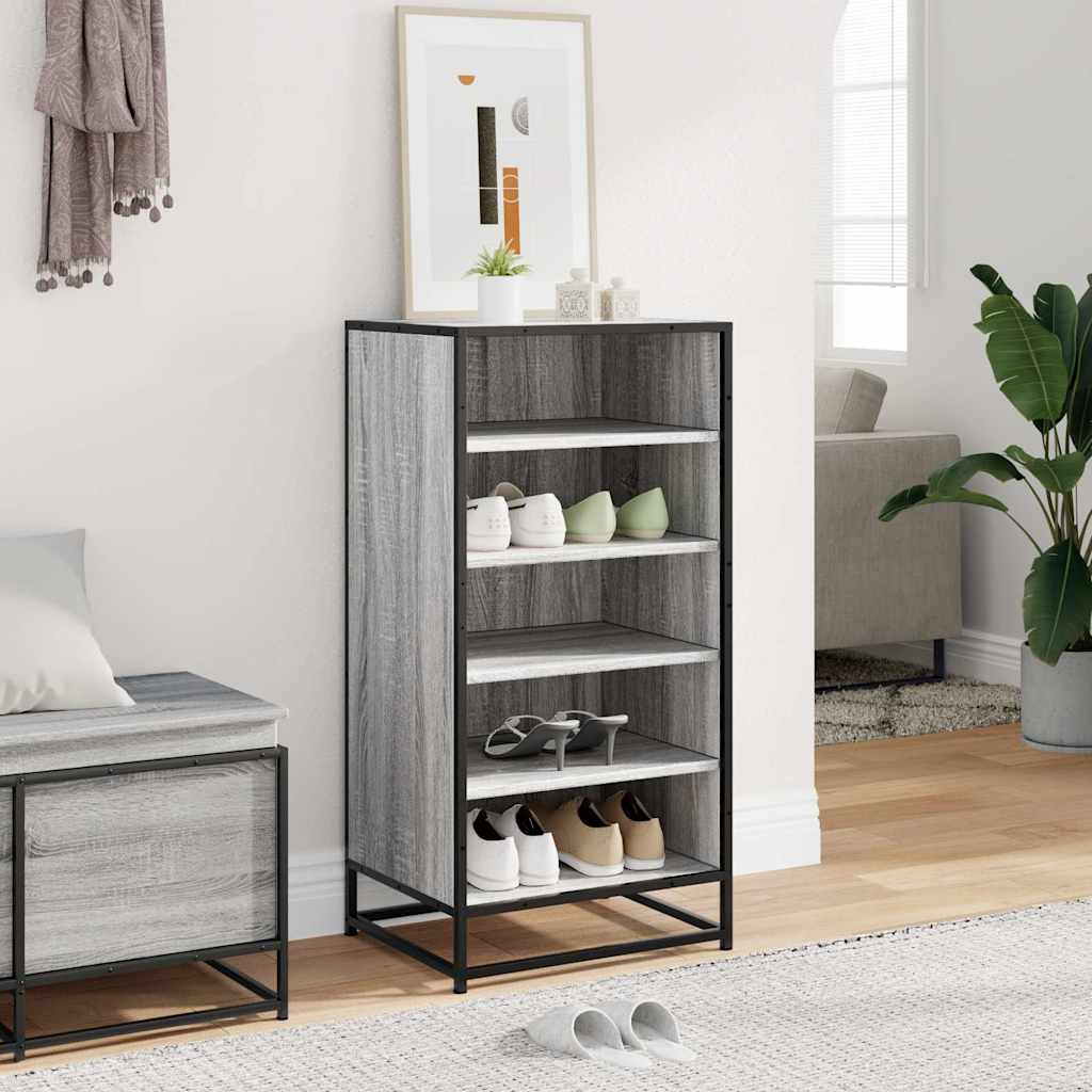 Schoenenrek 48x38x97,5 cm bewerkt hout grijs sonoma eikenkleur is nu te koop bij PeponiXL, paradijselijk wonen!