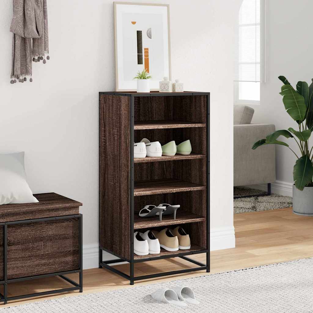 Schoenenrek 48x38x97,5 cm bewerkt hout bruin eikenkleurig is nu te koop bij PeponiXL, paradijselijk wonen!