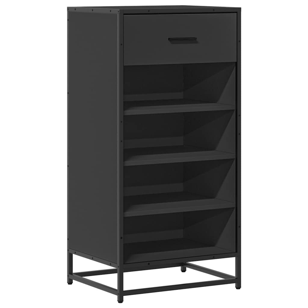 Schoenenrek 48x38x97,5 cm bewerkt hout zwart is nu te koop bij PeponiXL, paradijselijk wonen!