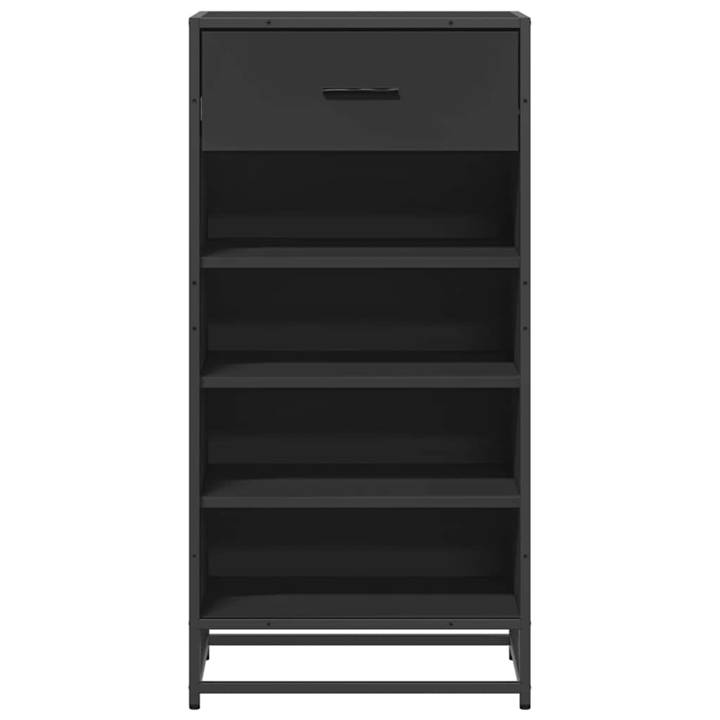 Schoenenrek 48x38x97,5 cm bewerkt hout zwart is nu te koop bij PeponiXL, paradijselijk wonen!