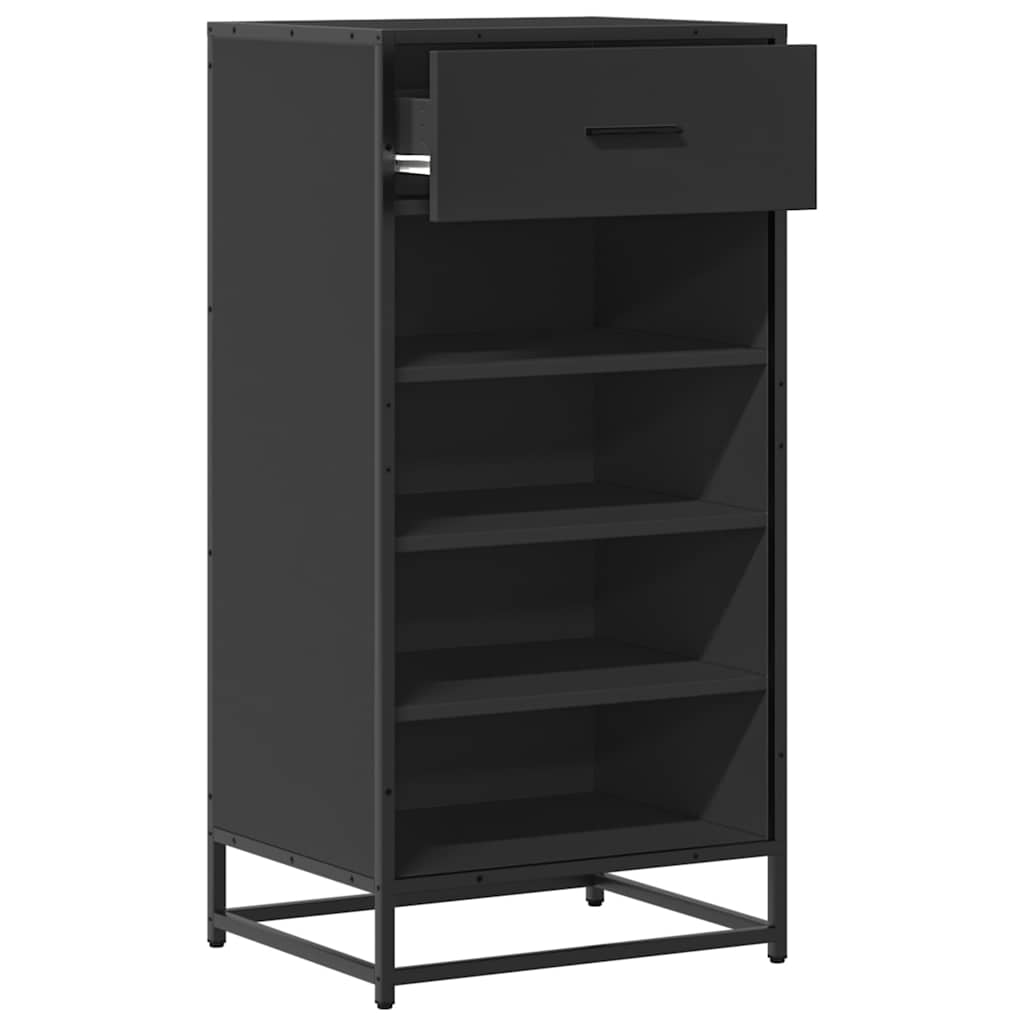 Schoenenrek 48x38x97,5 cm bewerkt hout zwart is nu te koop bij PeponiXL, paradijselijk wonen!