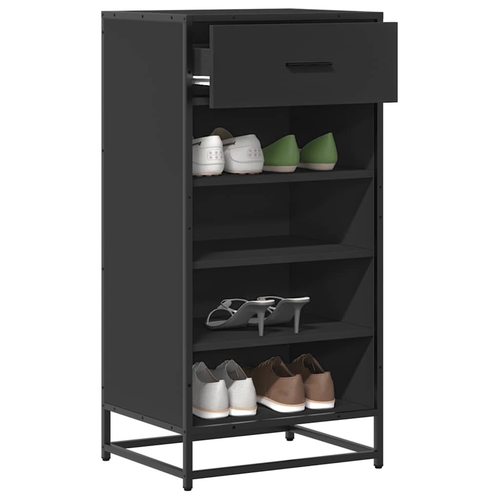 Schoenenrek 48x38x97,5 cm bewerkt hout zwart is nu te koop bij PeponiXL, paradijselijk wonen!