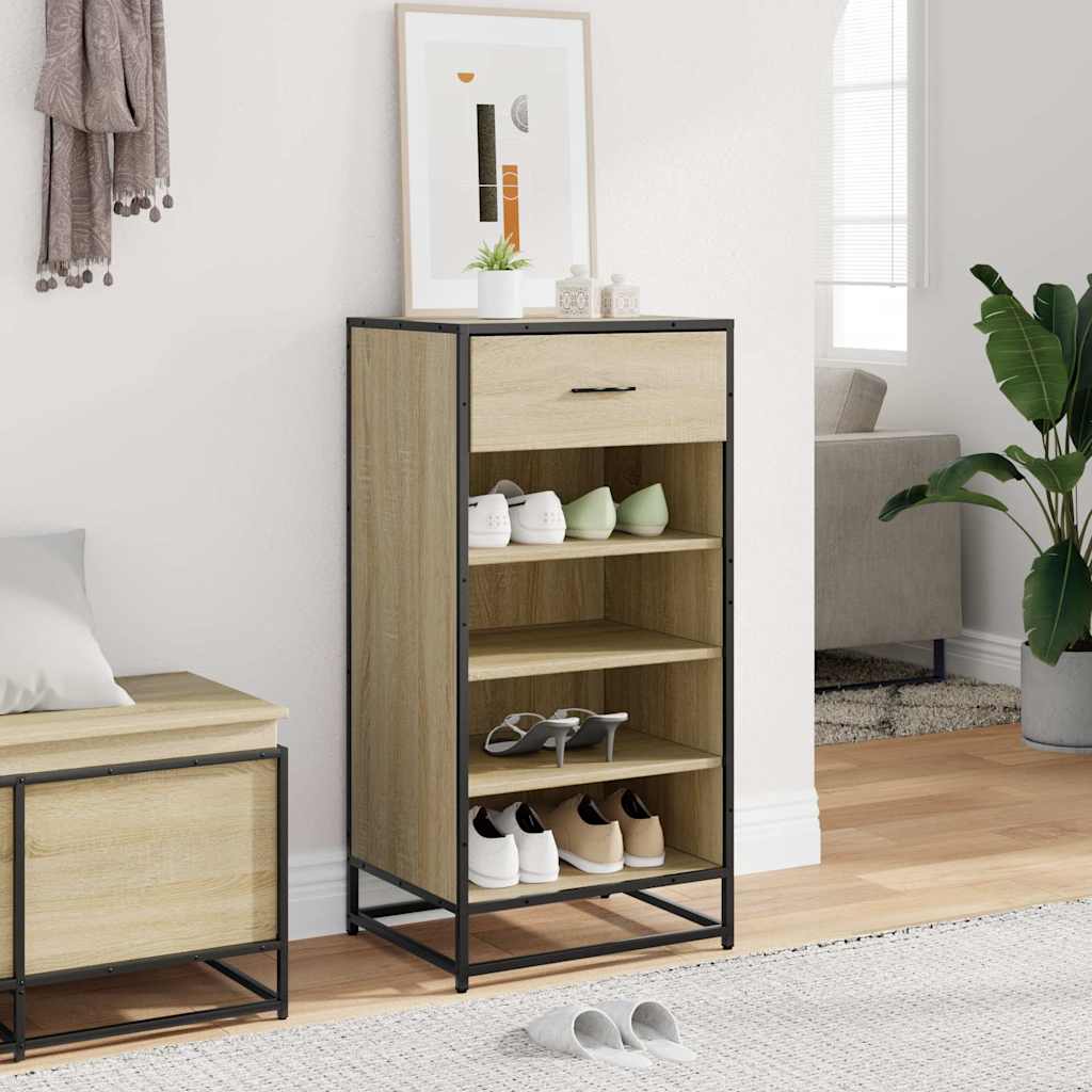 Schoenenrek 48x38x97,5 cm bewerkt hout sonoma eikenkleurig is nu te koop bij PeponiXL, paradijselijk wonen!