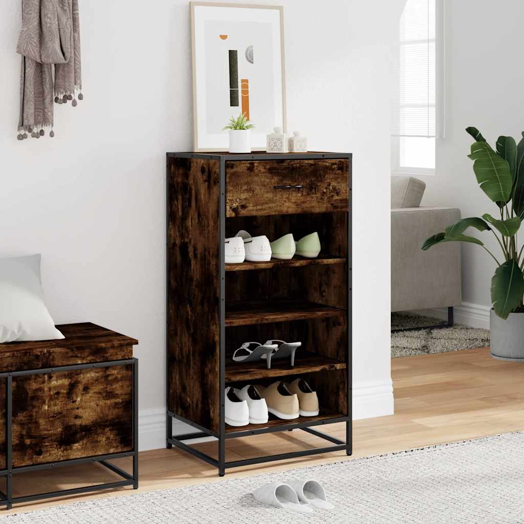 Schoenenrek 48x38x97,5 cm bewerkt hout gerookt eikenkleurig is nu te koop bij PeponiXL, paradijselijk wonen!