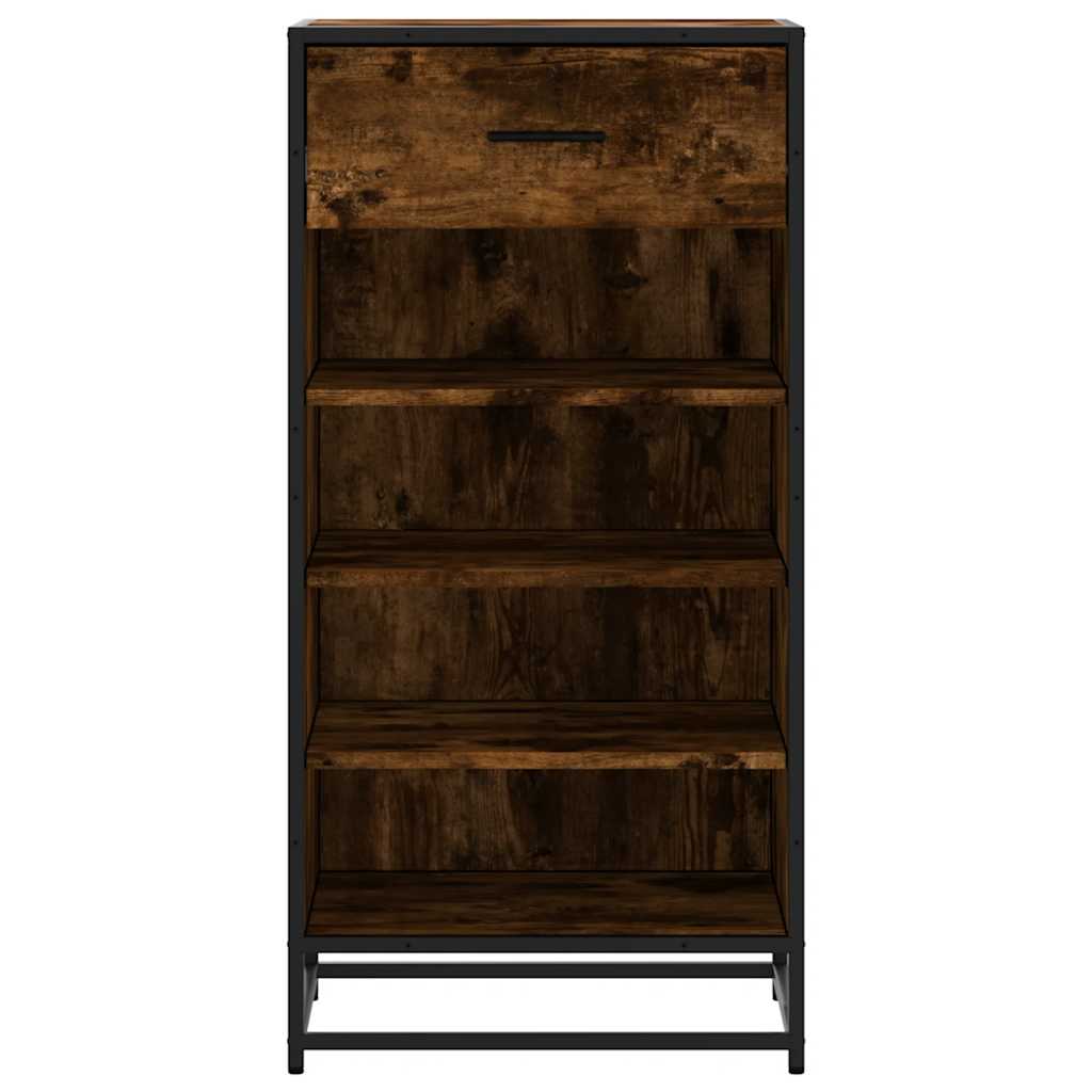 Schoenenrek 48x38x97,5 cm bewerkt hout gerookt eikenkleurig is nu te koop bij PeponiXL, paradijselijk wonen!