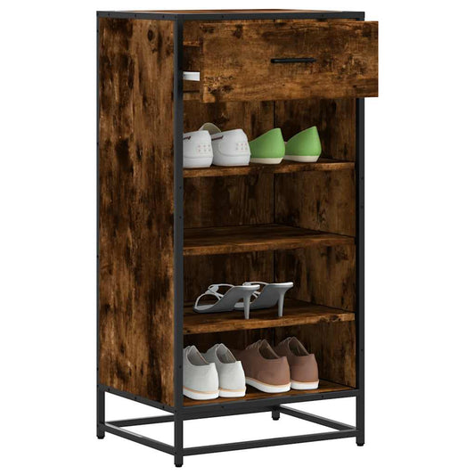 Schoenenrek 48x38x97,5 cm bewerkt hout gerookt eikenkleurig is nu te koop bij PeponiXL, paradijselijk wonen!