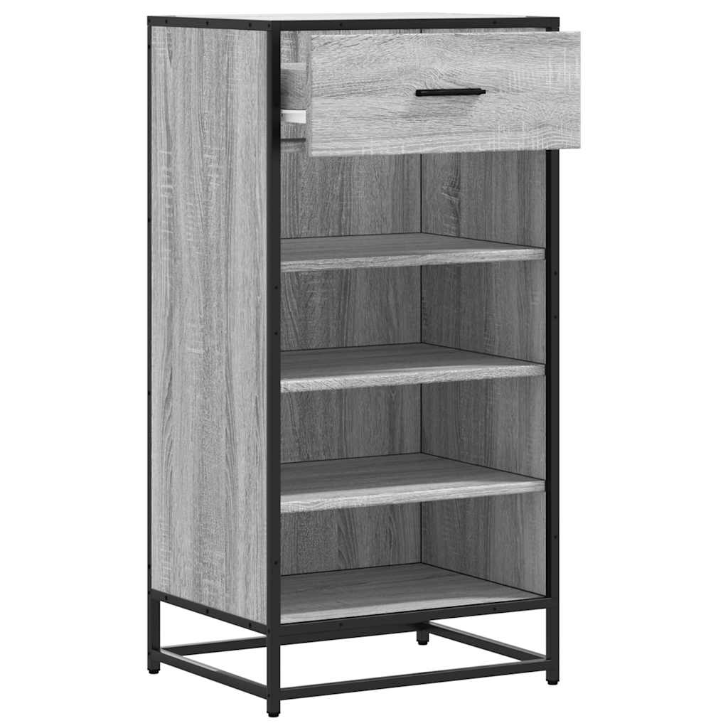 Schoenenrek 48x38x97,5 cm bewerkt hout grijs sonoma eikenkleur is nu te koop bij PeponiXL, paradijselijk wonen!